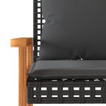 vidaXL Banc de jardin avec coussin noir résine tressée et acacia