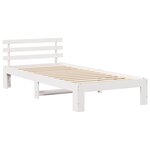vidaXL Cadre de lit en bois de pin blanc Blanc Bois massif 90 x 200 cm
