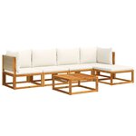 vidaXL Ensemble de canapés de jardin 6 pièces avec coussins en bois d'acacia et corde