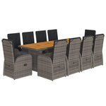 vidaXL Ensemble à manger de jardin 11Pièces avec coussins gris poly rotin