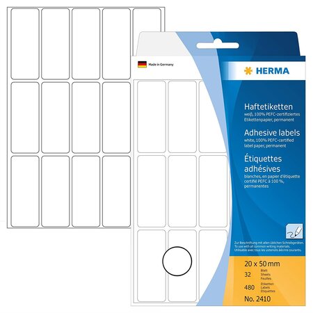 Etiquettes multi-usage, 20 x 50mm, blanc pack de 480 herma