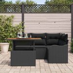 vidaXL Ensemble de canapé de jardin 5 Pièces Noir Poly rotin