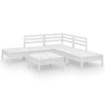 vidaXL Salon de jardin 6 Pièces Bois de pin massif Blanc