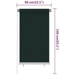 vidaXL Store roulant d'extérieur 80x140 cm Vert foncé PEHD