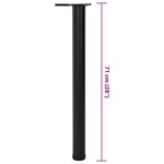 vidaXL 4 pieds de table réglables en hauteur 710 mm Noir