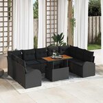 vidaXL Ensemble de canapé de jardin 10 Pièces Noir Poly rotin