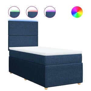 vidaXL Sommier à lattes de lit avec matelas Bleu 90x200 cm Tissu