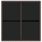 vidaXL Table de jardin Marron 109x107x74 cm Résine tressée et verre