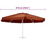 vidaXL Tissu de remplacement de parasol d'extérieur Terre cuite 610 cm