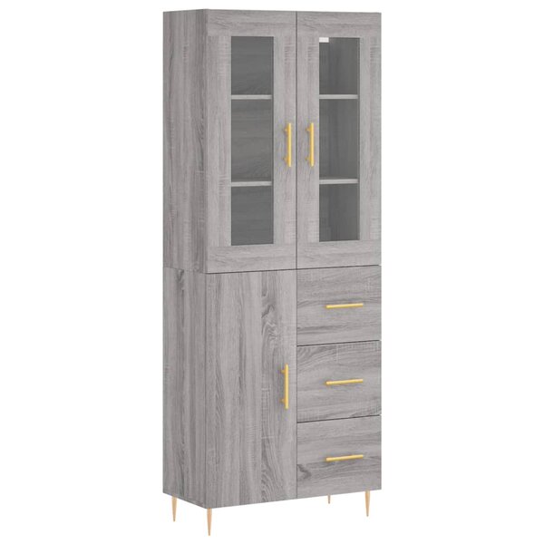 vidaXL Buffet haut Sonoma gris 69 5x34x180 cm Bois d'ingénierie