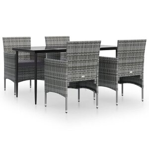 vidaXL Ensemble à manger de jardin et coussins 5Pièces Gris/noir