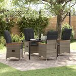 vidaXL Ensemble de salle à manger pour jardin 5 Pièces Gris Poly rotin