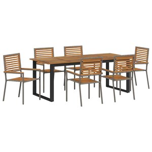 vidaXL Ensemble de salle à manger pour jardin 7 Pièces Gris