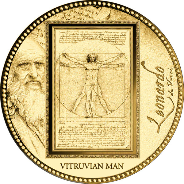 Monnaie VITRUVIAN MAN Da Vinci 1/200 Oz Or 5000 Francs Gabon (PRÉCOMMANDE)