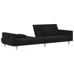 vidaXL Canapé-lit à 2 places avec deux oreillers noir tissu
