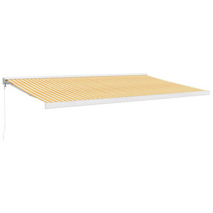vidaXL Auvent rétractable jaune et blanc 5x3 m tissu et aluminium