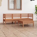 vidaXL Salon de jardin 4 Pièces Marron miel Bois de pin massif