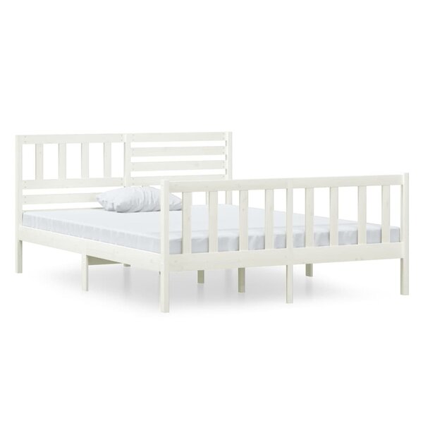 vidaXL Cadre de lit sans matelas blanc bois massif