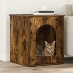 vidaXL Maison pour chat Chêne fumé 53 x 52 x 62 cm Bois d'ingénierie