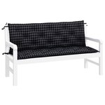 vidaXL Coussins de banc de jardin lot de 2 carreaux noir 150x50x7 cm