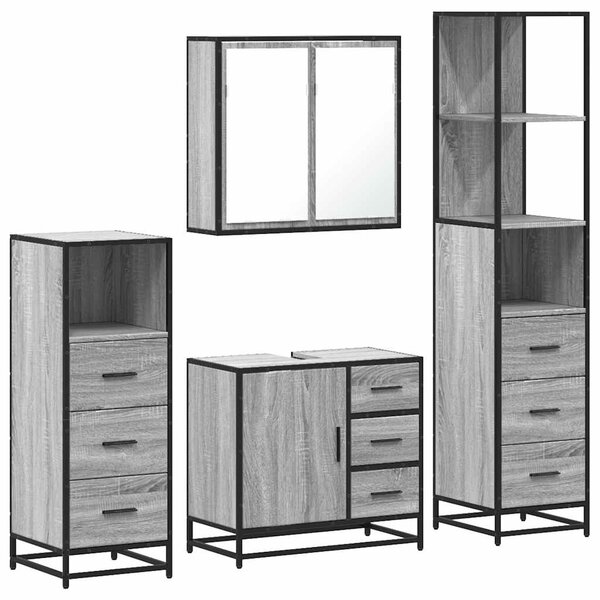 vidaXL Ensemble de meubles de salle de bain 4 Pièces sonoma gris