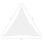 vidaXL Voile de parasol Tissu Oxford triangulaire 5x5x5 m Blanc