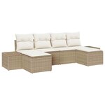 vidaXL Ensemble de canapé de jardin 6 Pièces Beige Poly rotin