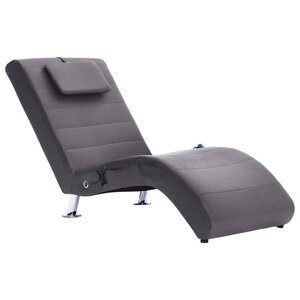 vidaXL Chaise longue de massage avec oreiller gris similicuir