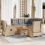 vidaXL Salon de jardin avec coussins 5 Pièces beige résine tressée