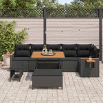 vidaXL Ensemble de canapé de jardin 9 Pièces Noir polyrotin