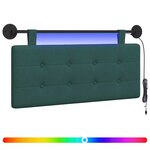 vidaXL Tête de lit suspendue Avec lumière LED Vert foncé Tissu