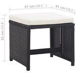 vidaXL Salon de jardin encastrable 5Pièces et coussin Résine tressée Noir