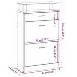 vidaXL Armoire à chaussures Gris béton 63x24x104 cm Bois d'ingénierie