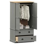 vidaXL Garde-robe VIGO gris 90x55x170 cm bois massif de pin