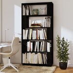 vidaXL Bibliothèque/Séparateur de pièce Noir 80x25x163 5 cm Pin solide