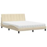 vidaXL Lit avec matelas crème 160x200 cm tissu