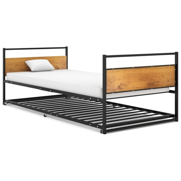 vidaXL Cadre de lit extensible sans matelas Noir Métal 90x200 cm