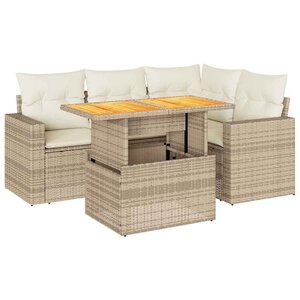 vidaXL Salon de jardin avec coussins 5 Pièces beige résine tressée