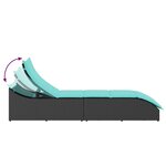 vidaXL Chaise longue pliante coussin et rangement noir résine tressée