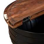 vidaXL Table basse Bois de récupération massif Forme de baril Noir
