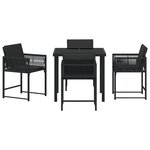 vidaXL Ensemble de salle à manger de jardin 5 pièces avec coussins en poly rotin noir.