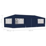vidaXL Tente de réception avec parois latérales 4x9 m Bleu 90 g/m²