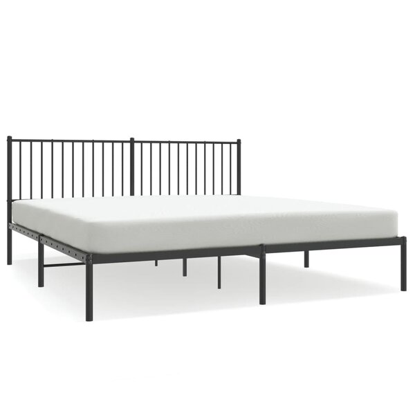 vidaXL Cadre de lit métal avec tête de lit noir 183x213 cm