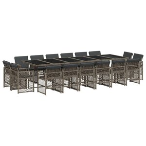 vidaXL Ensemble à manger de jardin 17 Pièces et coussins résine tressée