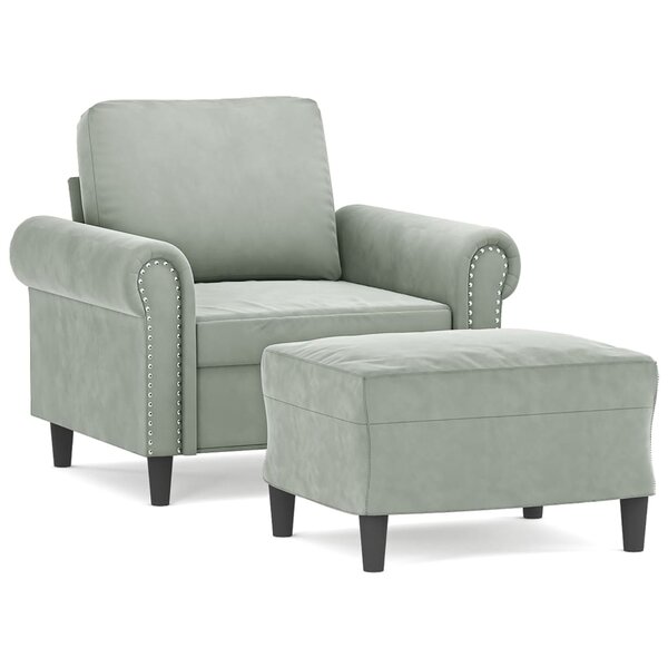 vidaXL Fauteuil avec repose-pied Gris clair 60 cm Velours