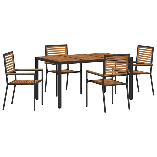 vidaXL Ensemble de salle à manger pour jardin 5 Pièces Noir et Marron