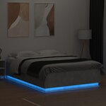 vidaXL Cadre de lit avec LED sans matelas gris béton 160x200 cm