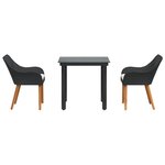 vidaXL Ensemble de jardin 3 pièces en rotin poly noir