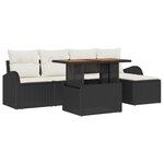 Canapé de Jardin vidaXL 6 Pièces avec Coussins Noir en Poly Rattan
