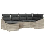 vidaXL Ensemble de canapé de jardin 6 Pièces Gris clair Poly rotin